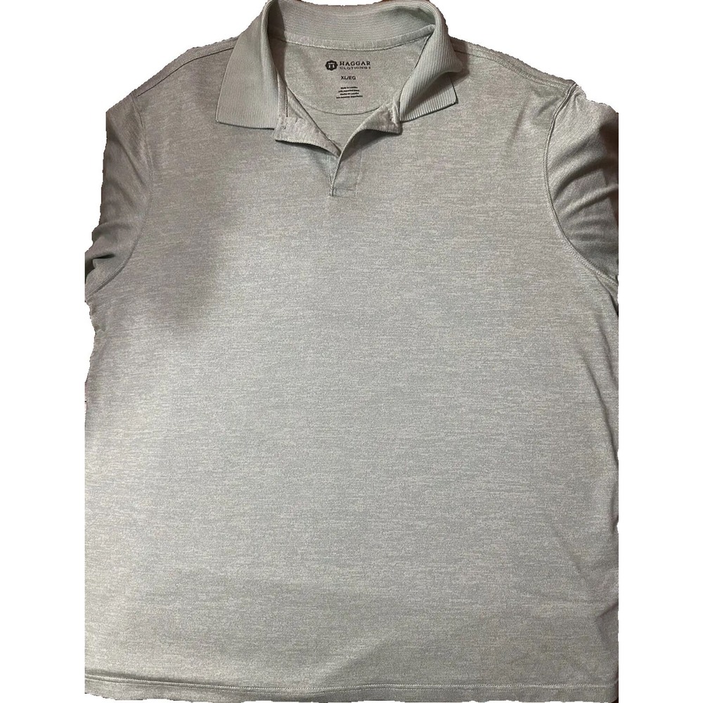 Haggar Polo Shirt Mens Extra Large Gray‎ Short Sleeve Cotton Blend Golf